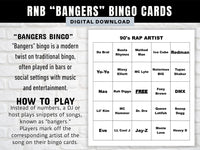 100 Music Bangers Bingo Cards, 80s/90s RNB Printable Bingo Cards