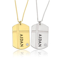 Men's Cross Dog Tag Name Necklace