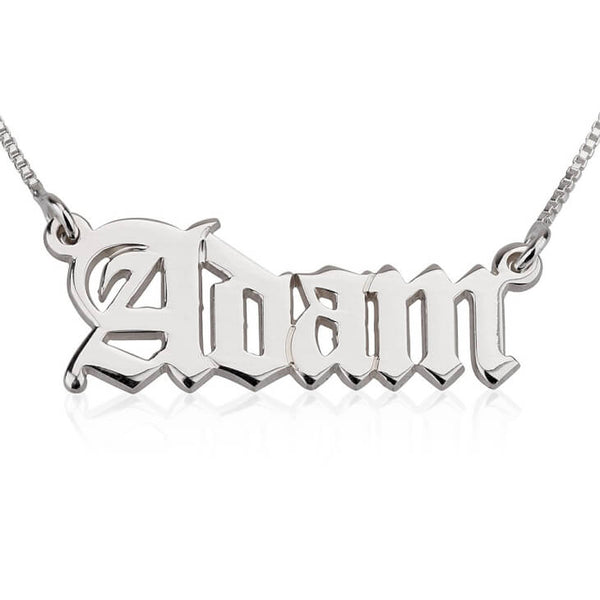Old English Style Nameplate Necklace