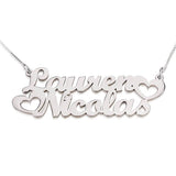 Two Nameplate Necklace with Heart