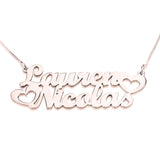 Two Nameplate Necklace with Heart